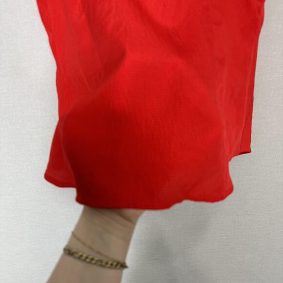 Armani Exchange Blouse Womens Medium Red 100% Silk Ruffle Button Top Y2K Fairy - Picture 8 of 12